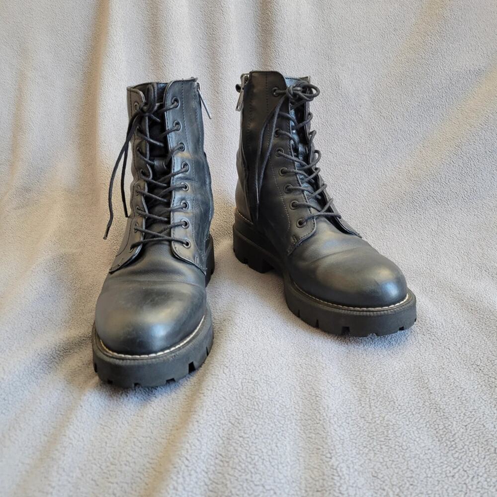 SAM EDELMAN GARRET Shoes Boots Womens 8 Combat Leather Lace Up Inner Zip Motor - Picture 2 of 14